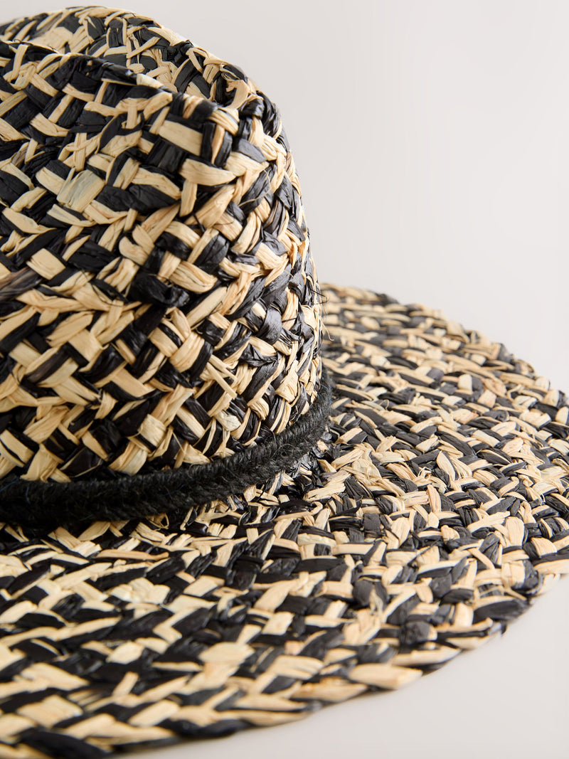 Monochrome twisted straw Panama hat, UK version