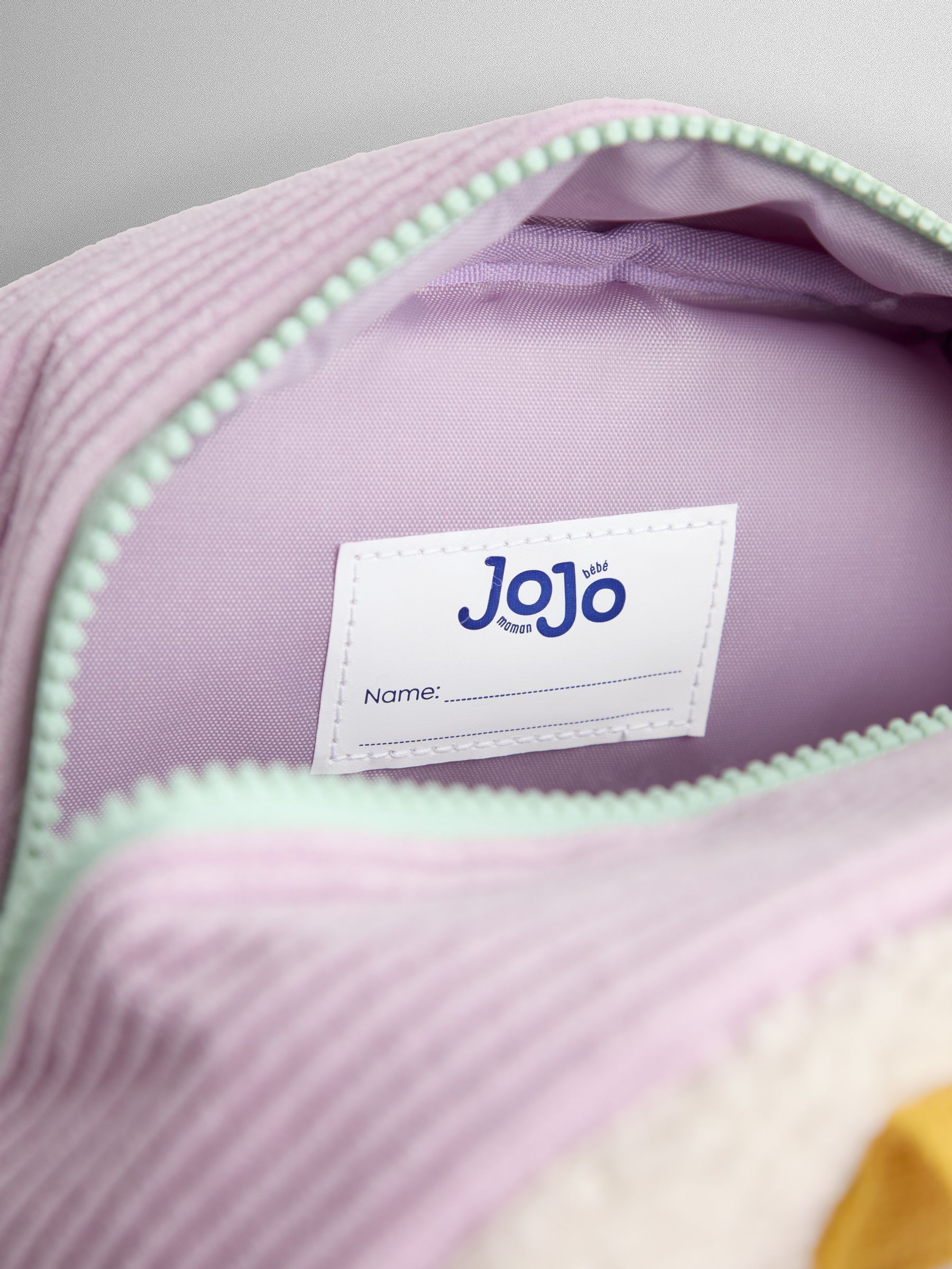 JoJo Maman Bébé pink borg backpack with cherry appliqué (British brand)