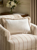 Mid Natural Chunky Fringe Velvet Chenille Cushion 50x50cm