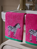 Set of 2 pink zebra cotton face cloths, UK version