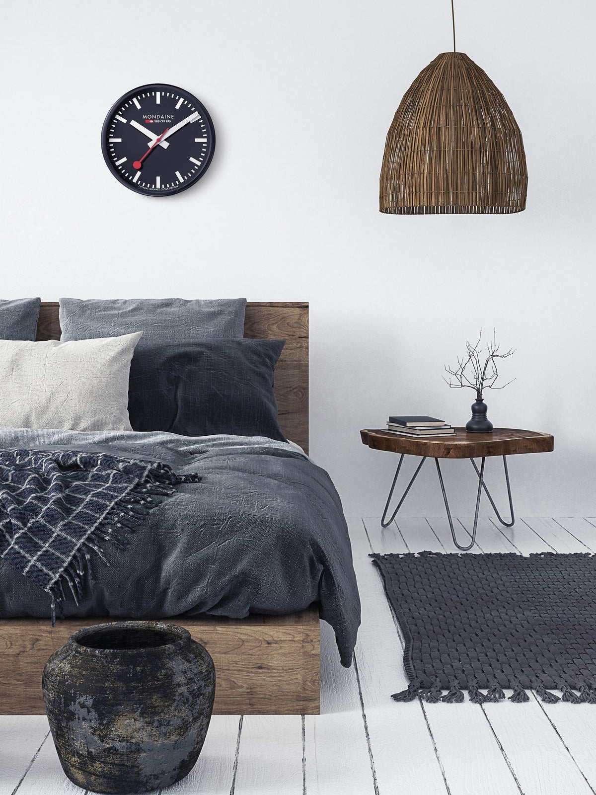 Mondaine Black Wall Clock 25cm Frame