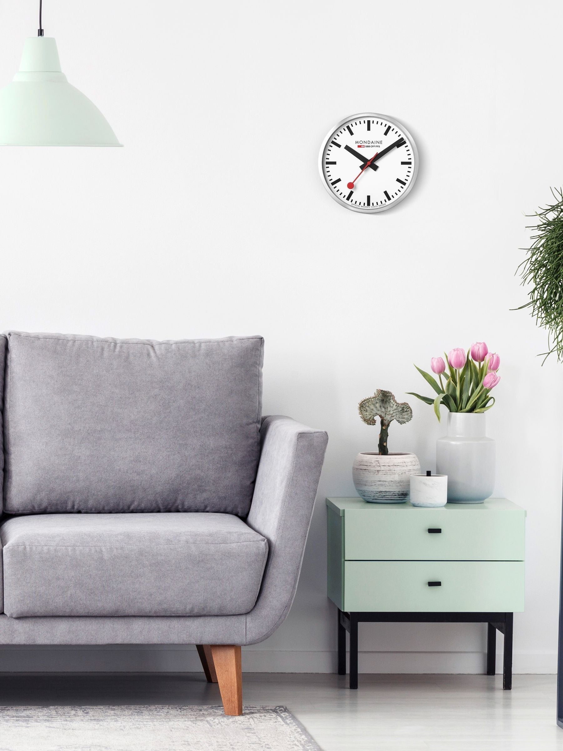 Mondaine white wall clock 25cm, UK version