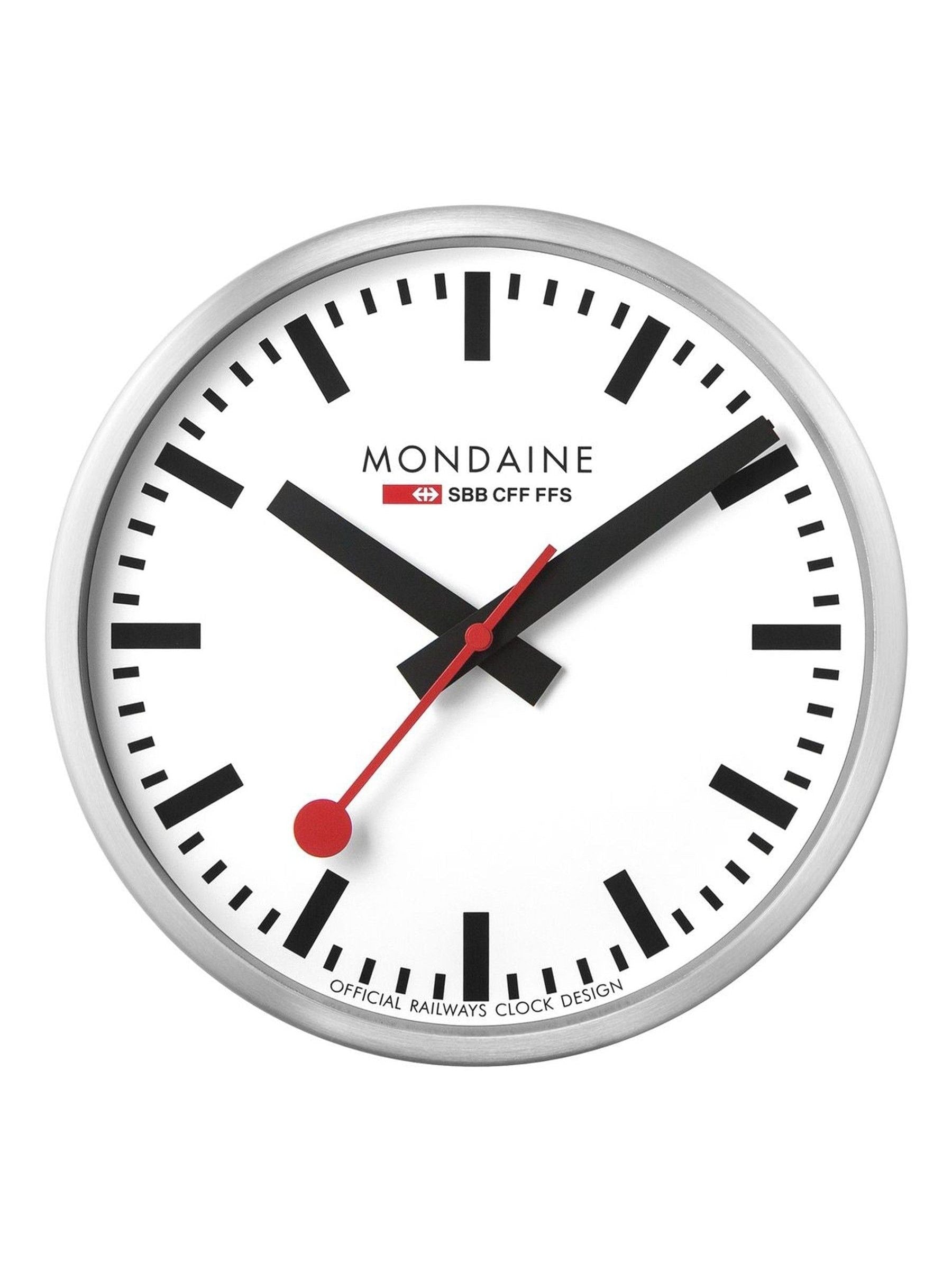 Mondaine white wall clock 25cm, UK version