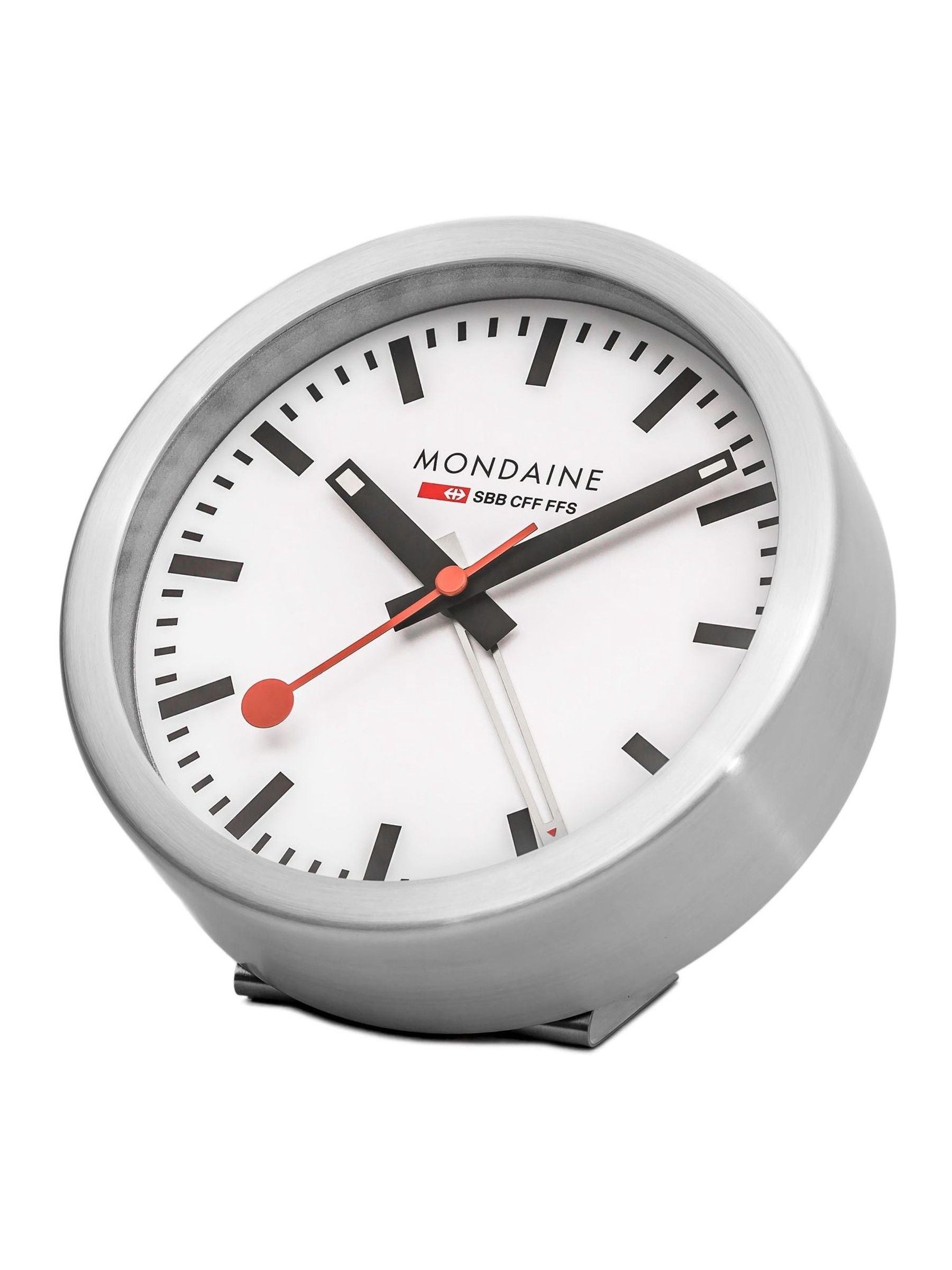 Mondaine white alarm clock 125mm - British product