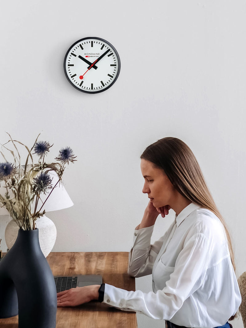 MONDAINE White Dial wall clock 25cm, imported from the UK