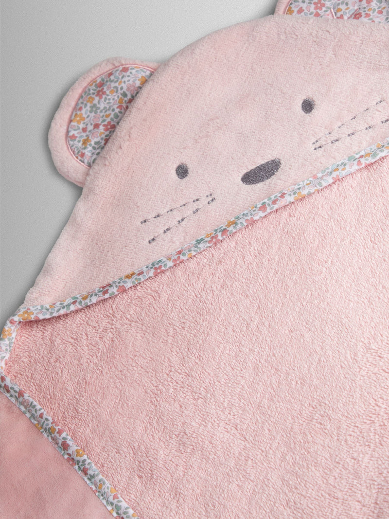 JoJo Maman Bébé pink floral mouse hooded towel 75x75 cm - British product