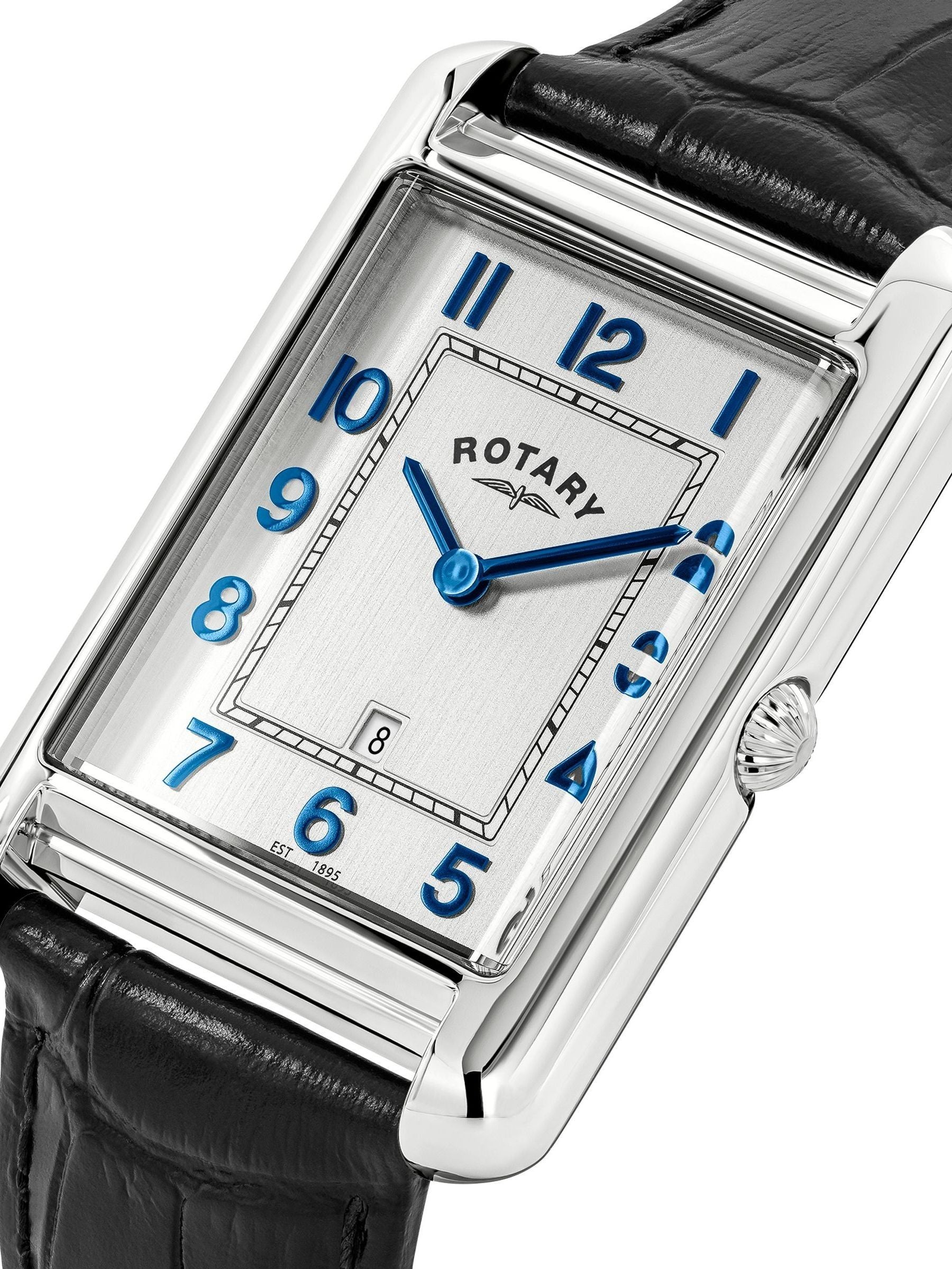 Rotary Black Heritage Astoria watch with steel blue dial - British product