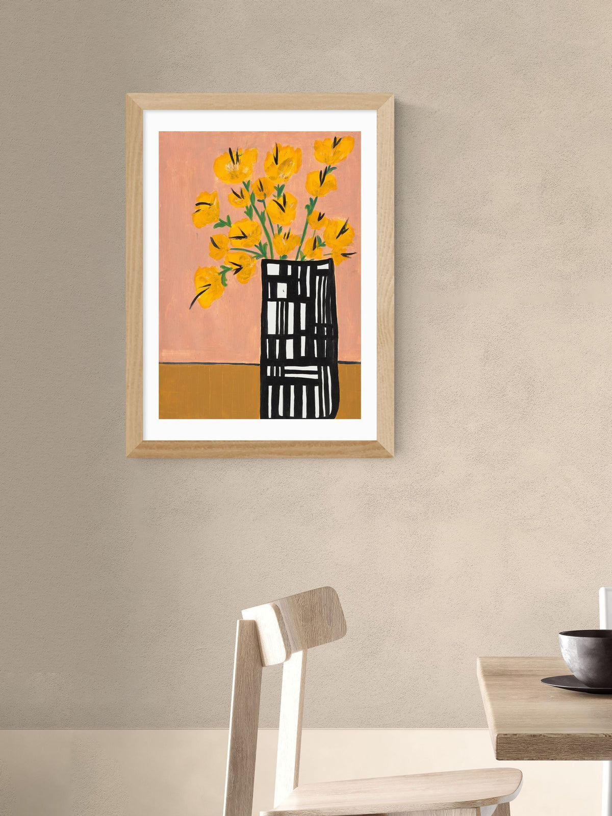 East End Prints Oak Black and White Vase Wall Art Print - British product
