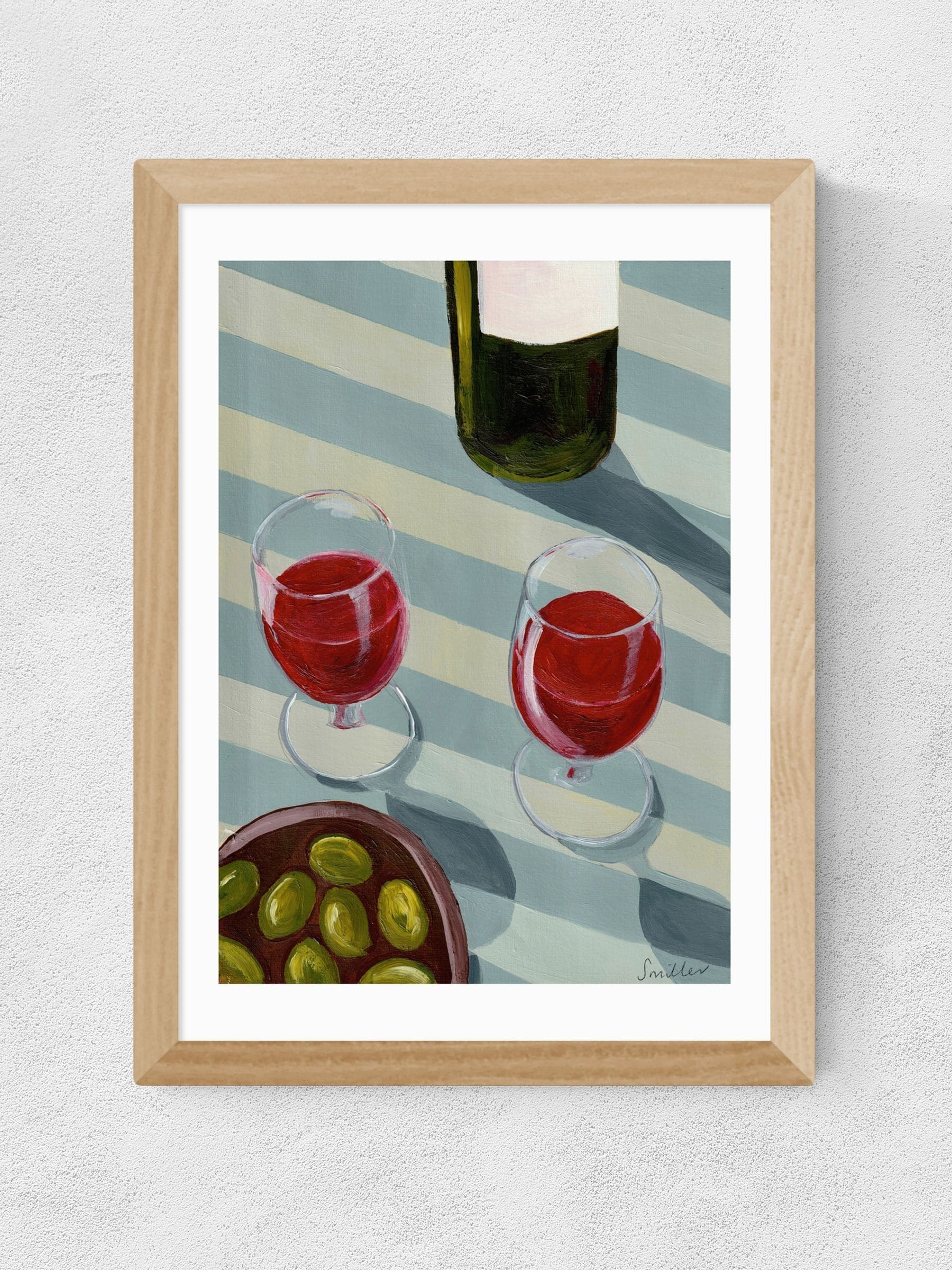 East End Prints Oak Blue Wine Time wall art print - British product