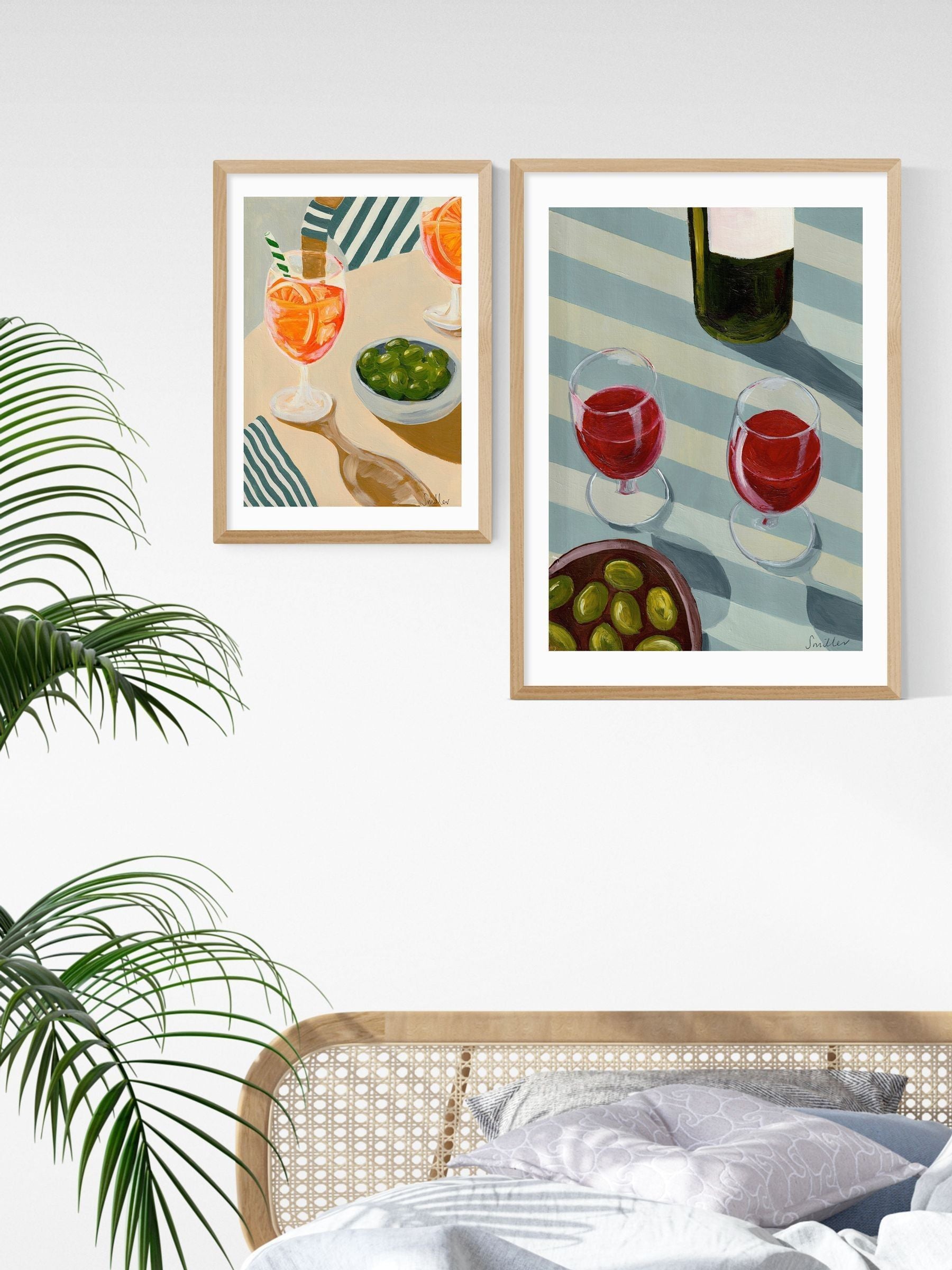 East End Prints Oak Blue Wine Time wall art print - British product