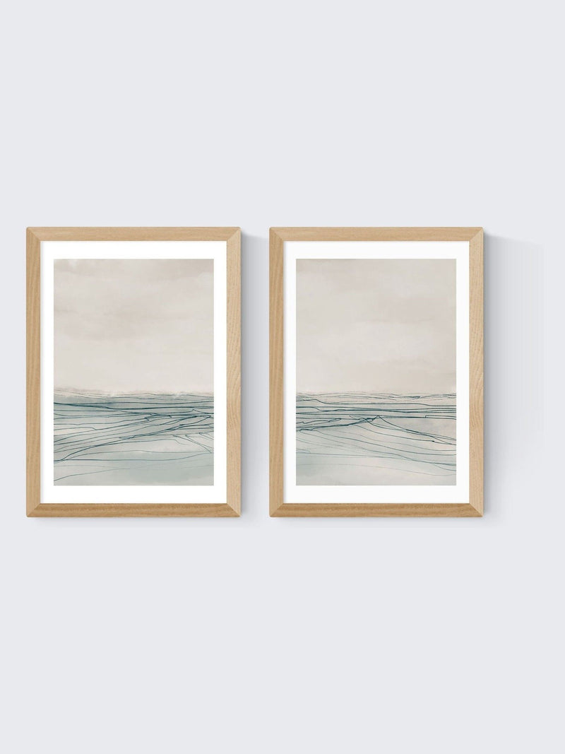 East End Prints oak still sea wall art set - British product
