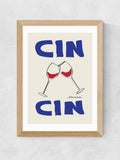 East End Prints White Cin Cin typographic wall art print by Stephie Cardona - British product
