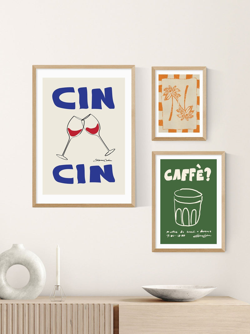 East End Prints White Cin Cin typographic wall art print by Stephie Cardona - British product