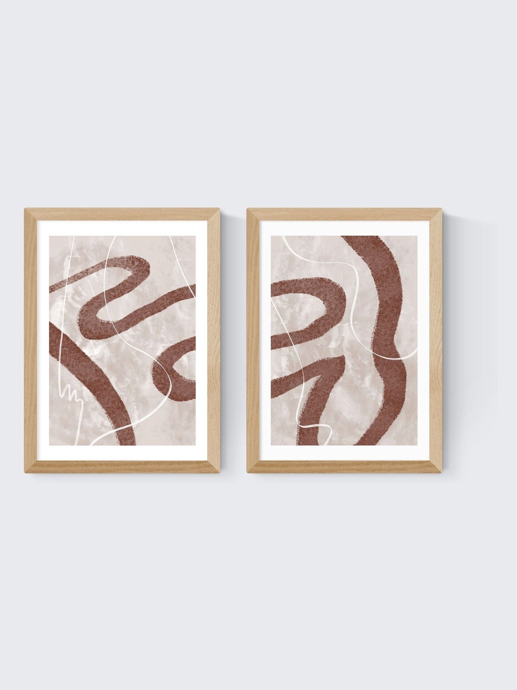 East End Prints oak abstract fuzz wall art prints set of 2 - British product