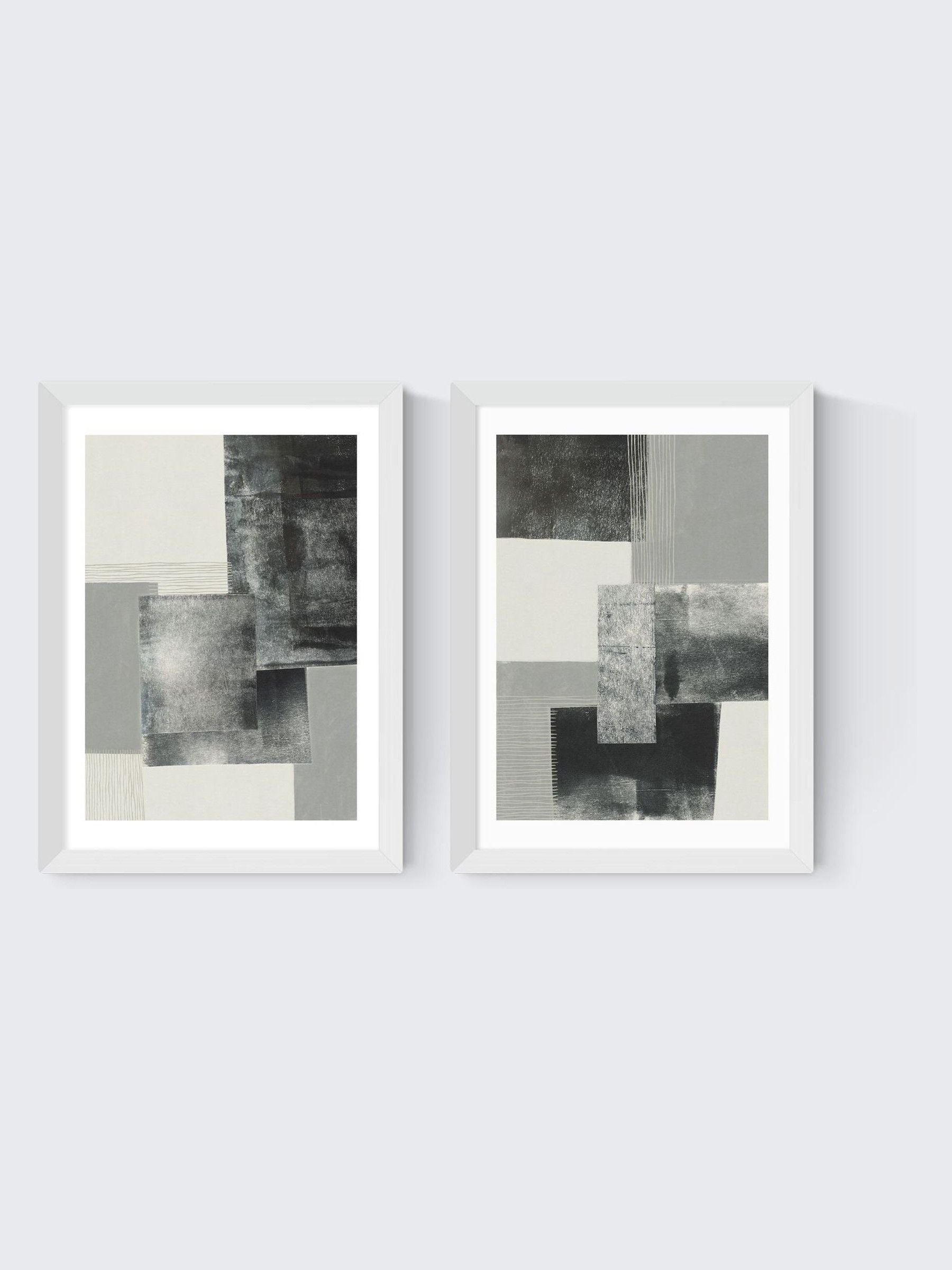 East End Prints set of two black monochrome art prints - British product