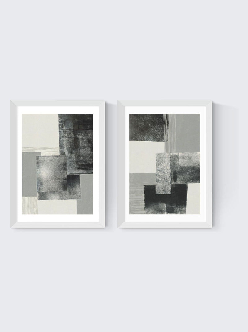 East End Prints set of two black monochrome art prints - British product