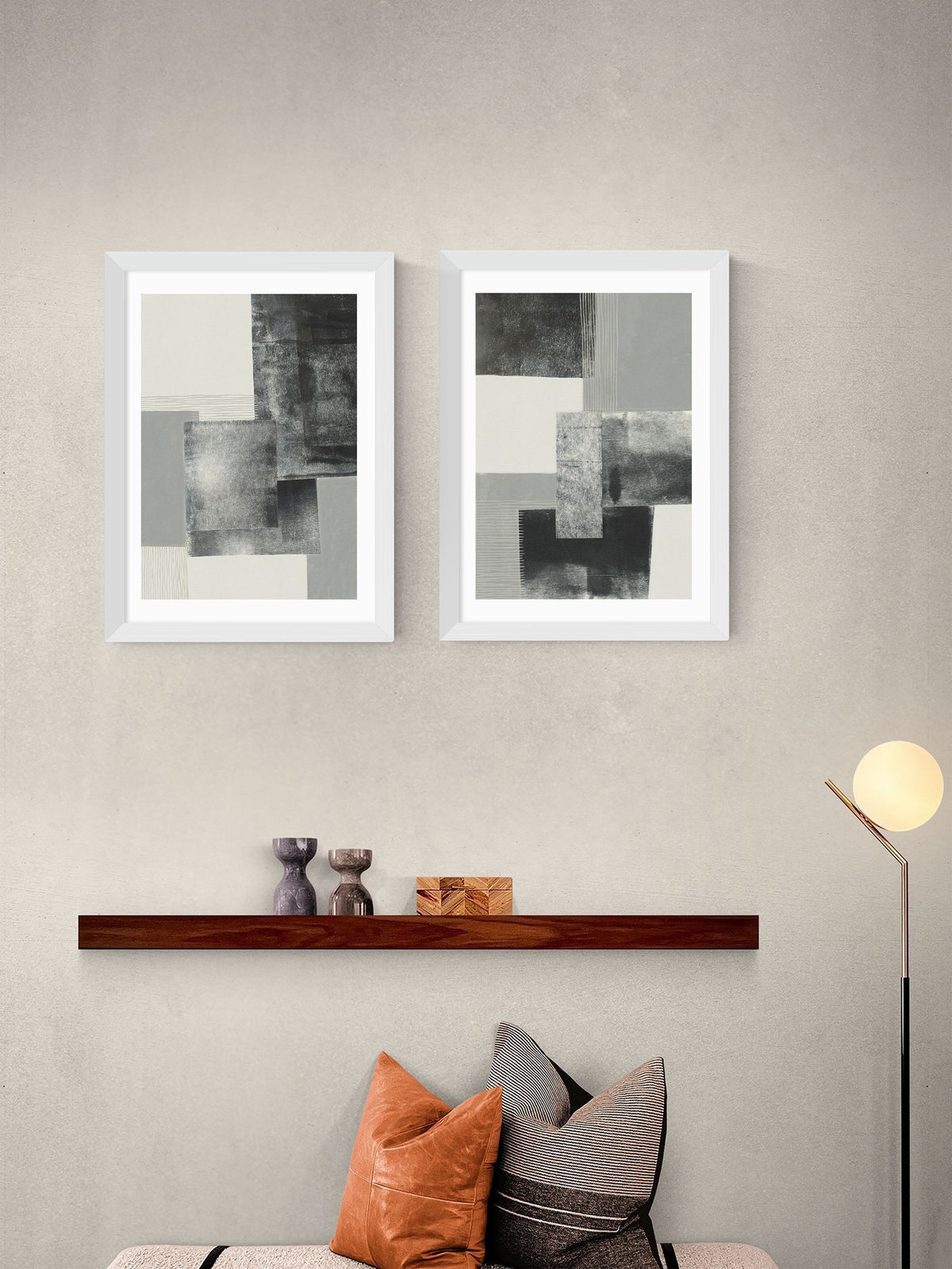 East End Prints set of two black monochrome art prints - British product