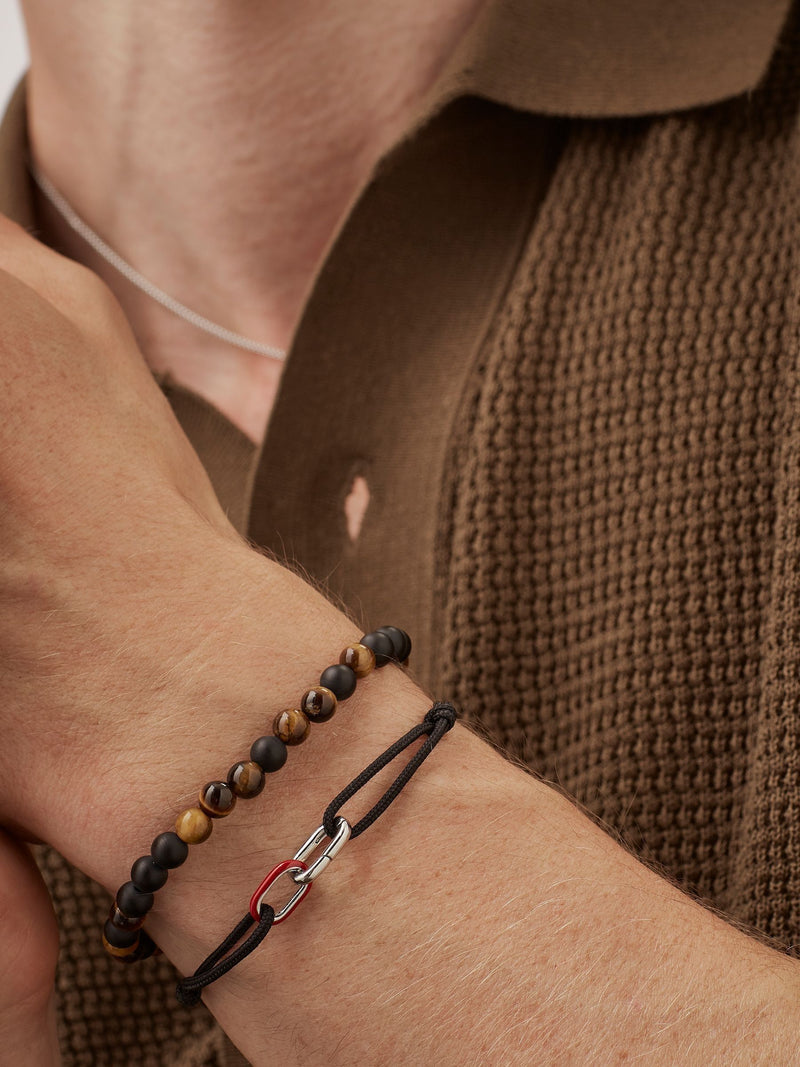 أسورة Bartlett Black Onyx Tigers Eye Stretch Bracelet بحجم 18 سم - منتج بريطاني