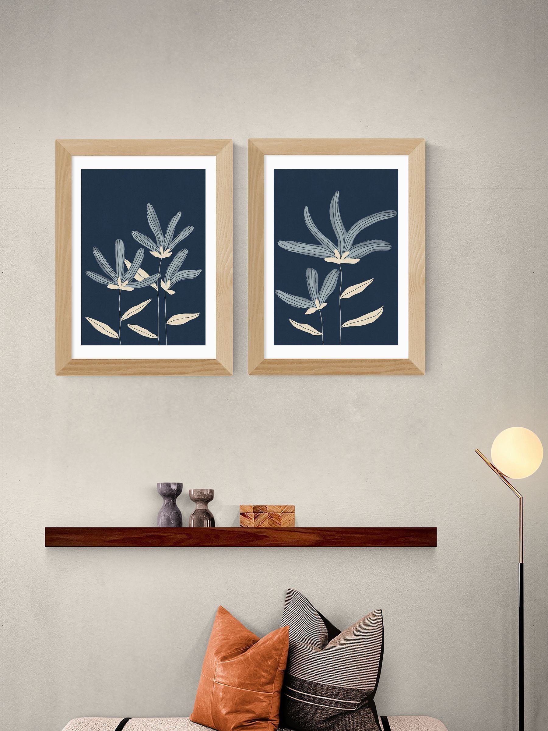 East End Prints Set of 2 Oak Flowers Wall Art Prints by Alisa Galitsyna