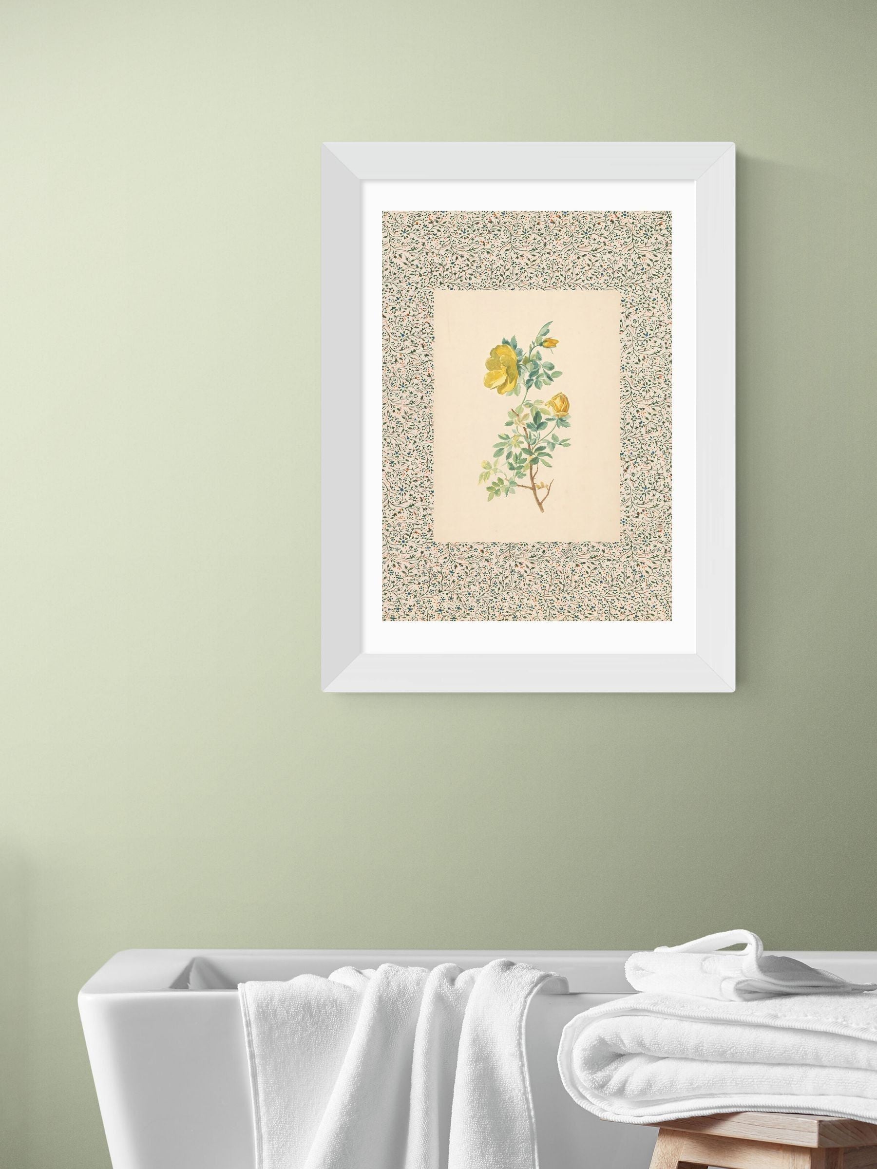 Oh Fine! Art white charming roses framed wall art print - British product