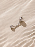 Silver tone belly bar with sparkle stainless steel, UK version