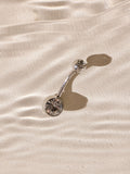 Silver tone belly bar with sparkle stainless steel, UK version