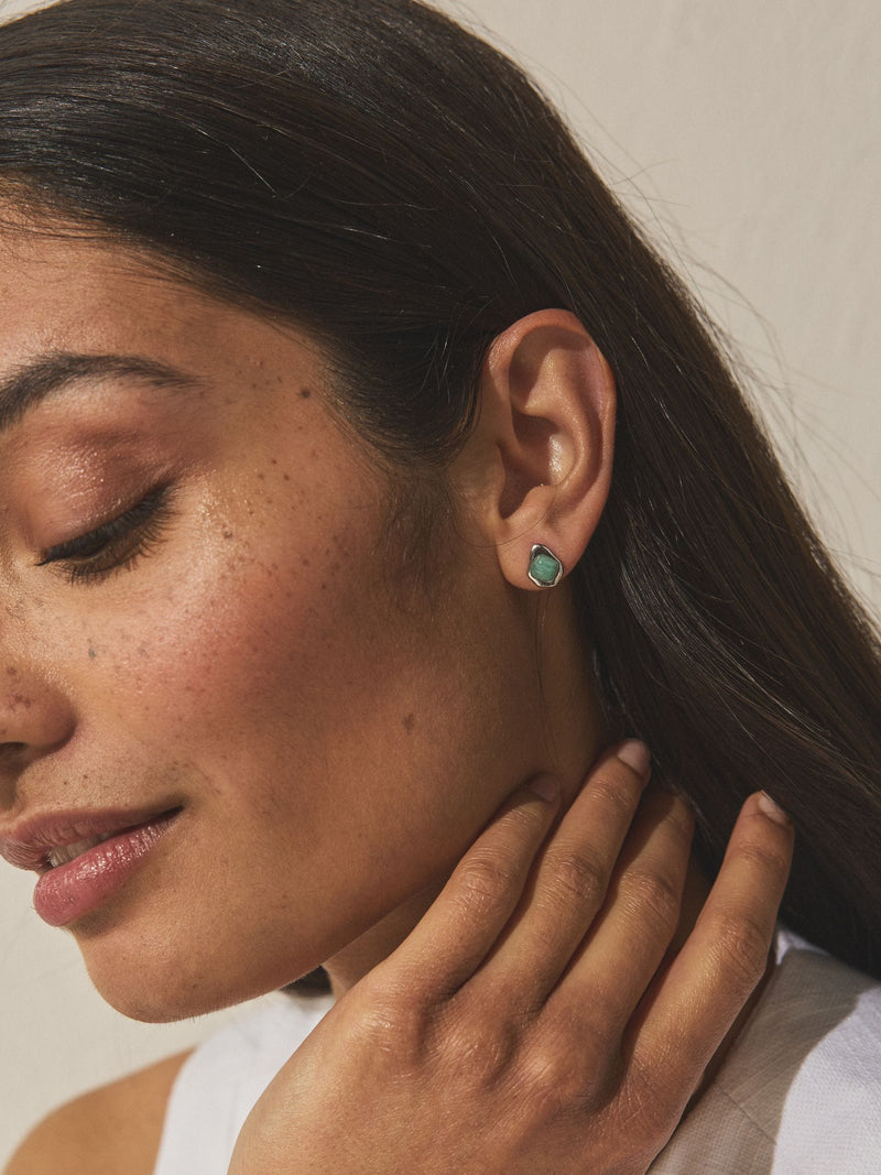 Sterling Silver Turquoise Stud Earrings - British product