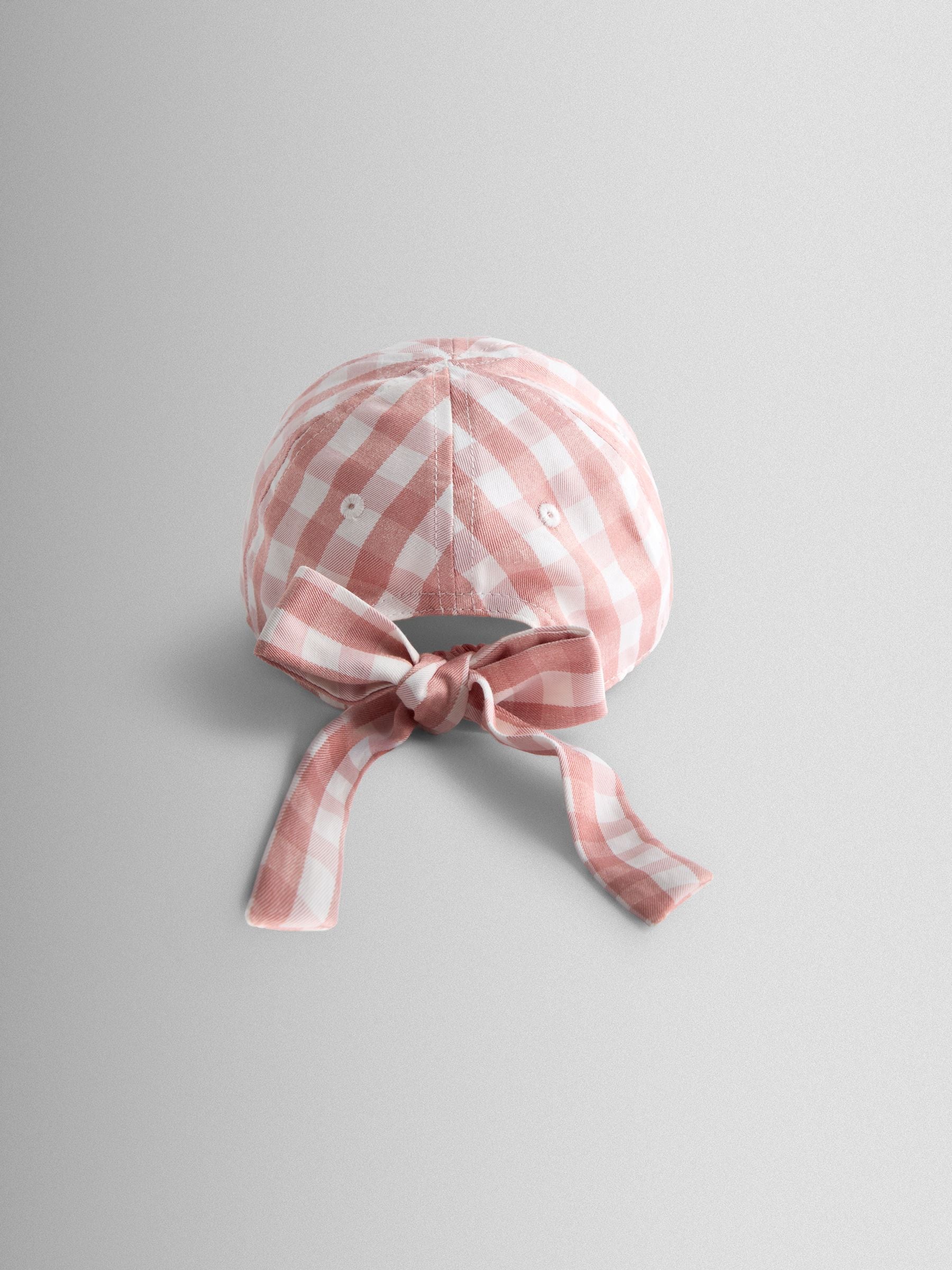 JoJo Maman Bébé light pink gingham cap with bow - British product