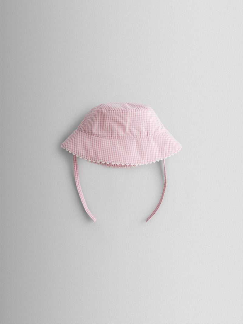 JoJo Maman Bébé pink gingham floppy sun hat - British product
