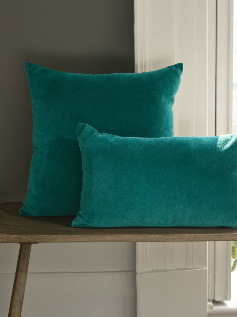 Christy Peacock Jaipur Velvet Cushion 45x45cm, imported from the UK