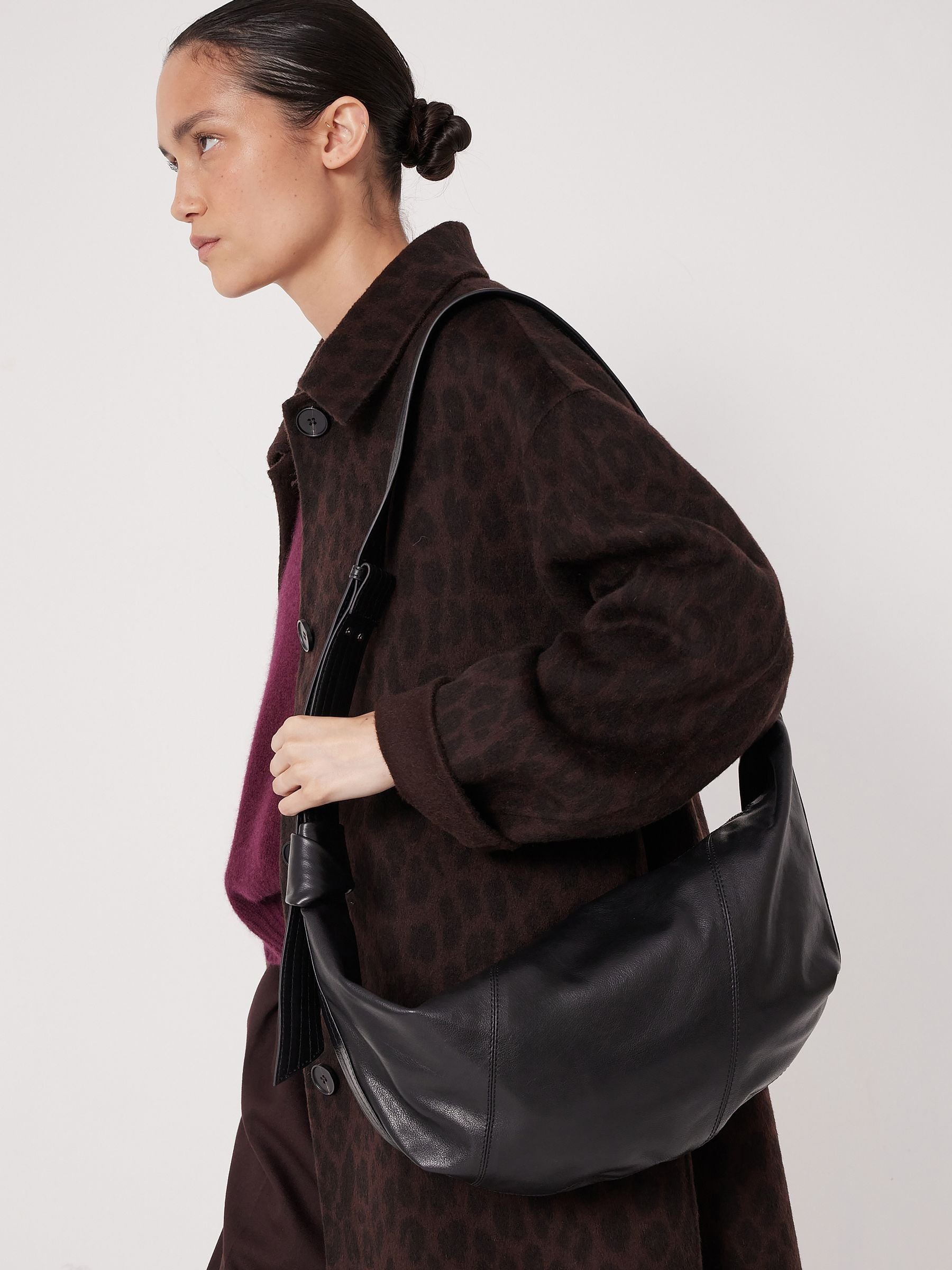 Hush oversized leather crescent bag - British product