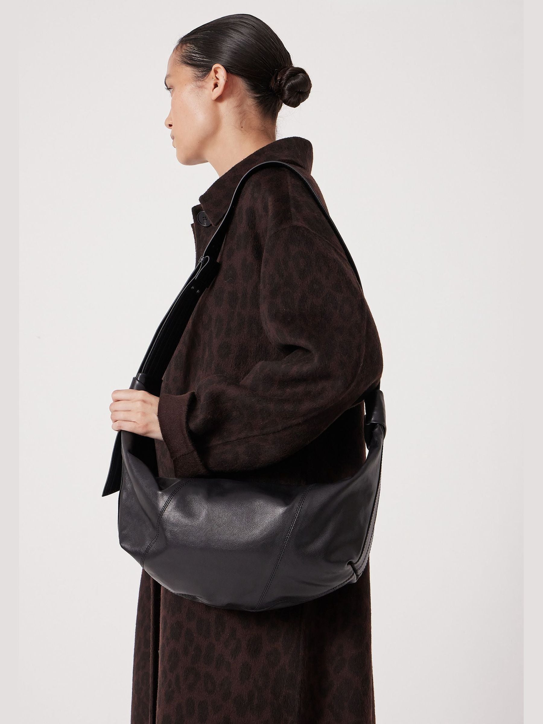Hush oversized leather crescent bag - British product