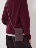 Hush red leather crossbody phone bag for travel (British brand)