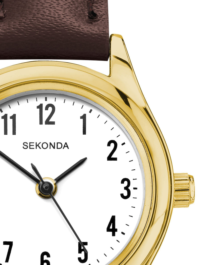Women's 25mm Round Analogue Watch with Grey Leather Strap
