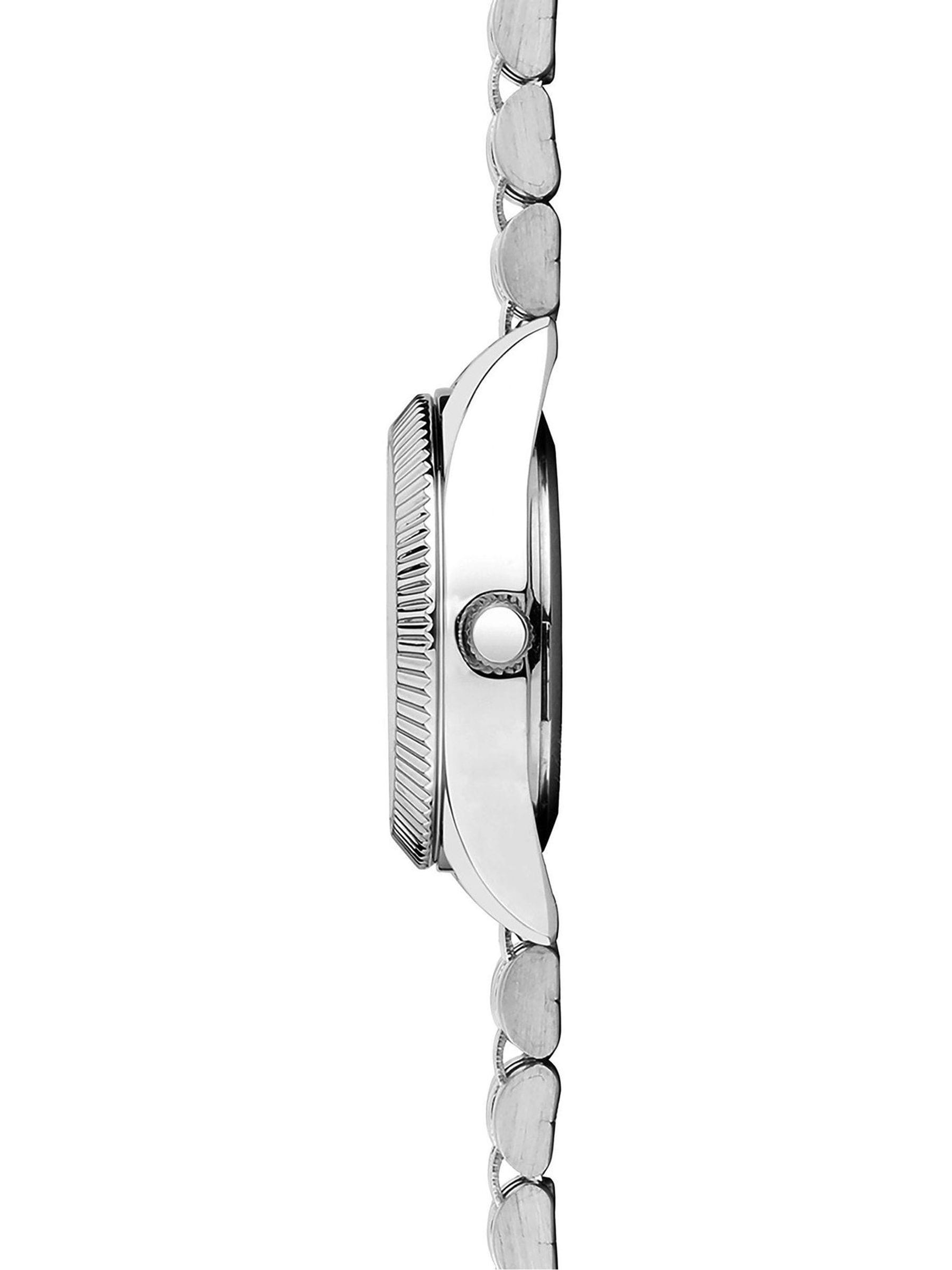 Women's 26mm Round Analogue Watch with Silver Bracelet and Sparkling Dial