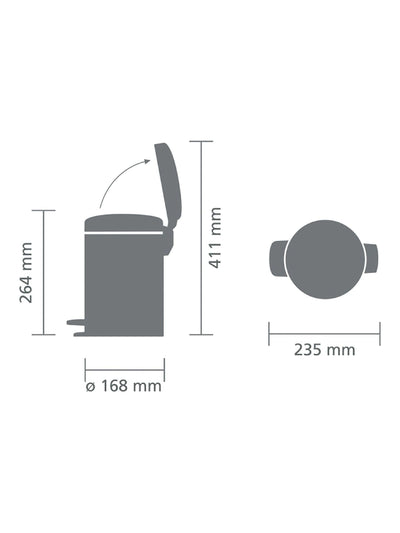 Brabantia Noir Mat NewIcon Poubelle à Pédale 3L