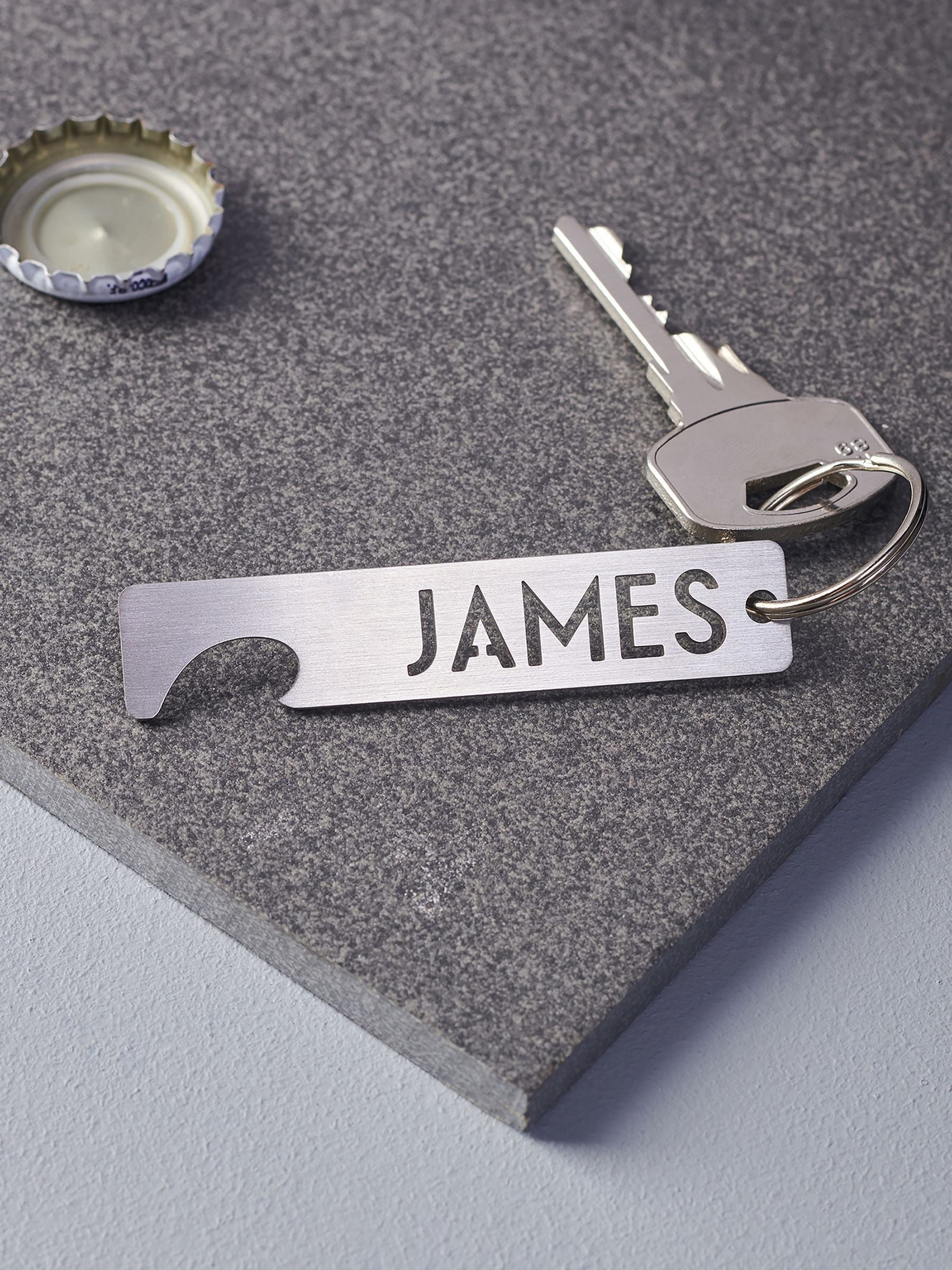 Oakdene personalised stainless steel keyring bottle opener (British brand)