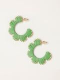 FatFace green raffia scalloped hoop earrings (British brand)