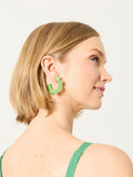 FatFace green raffia scalloped hoop earrings (British brand)