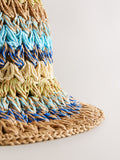 Woven bucket hat in bright blue stripe, UK version