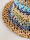 Woven bucket hat in bright blue stripe, UK version