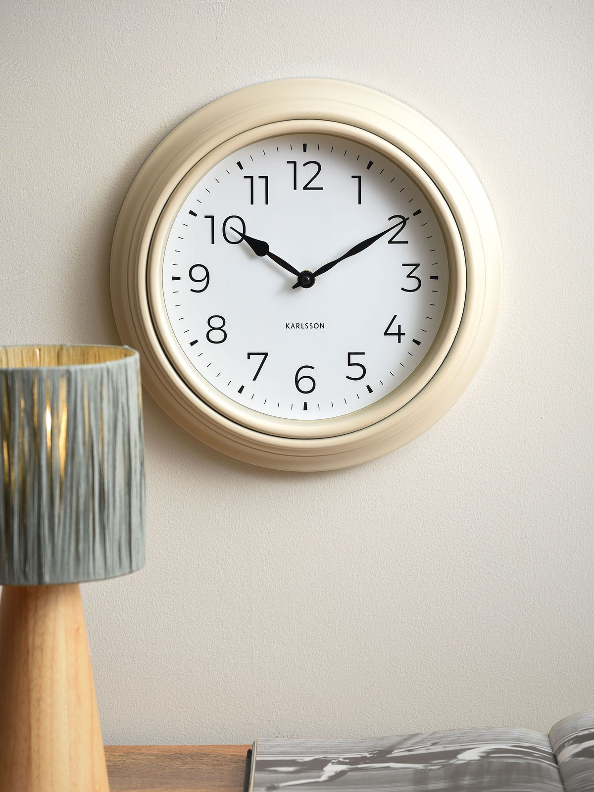 Present Time warm grey wall clock 30cm, imported from the UK