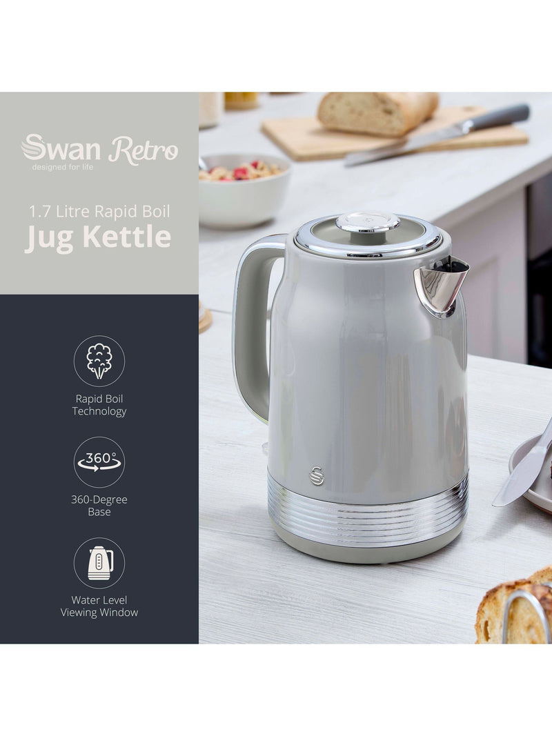 Swan Grey Retro Jug Kettle 1.7L (British brand)