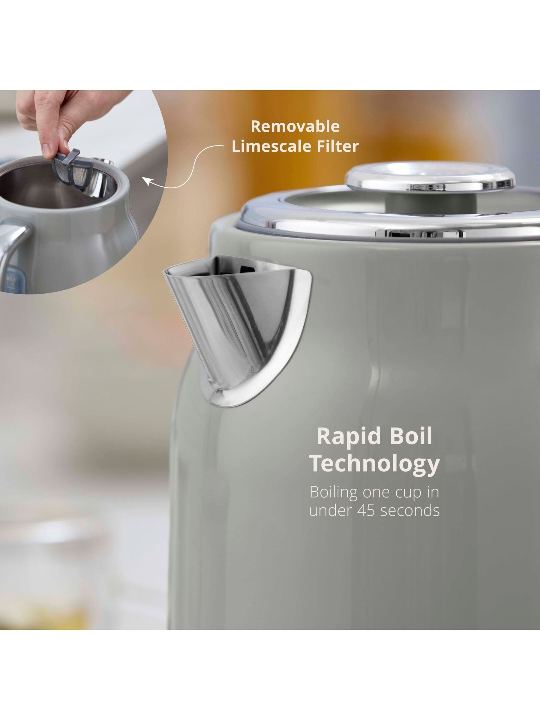Swan Grey Retro Jug Kettle 1.7L (British brand)