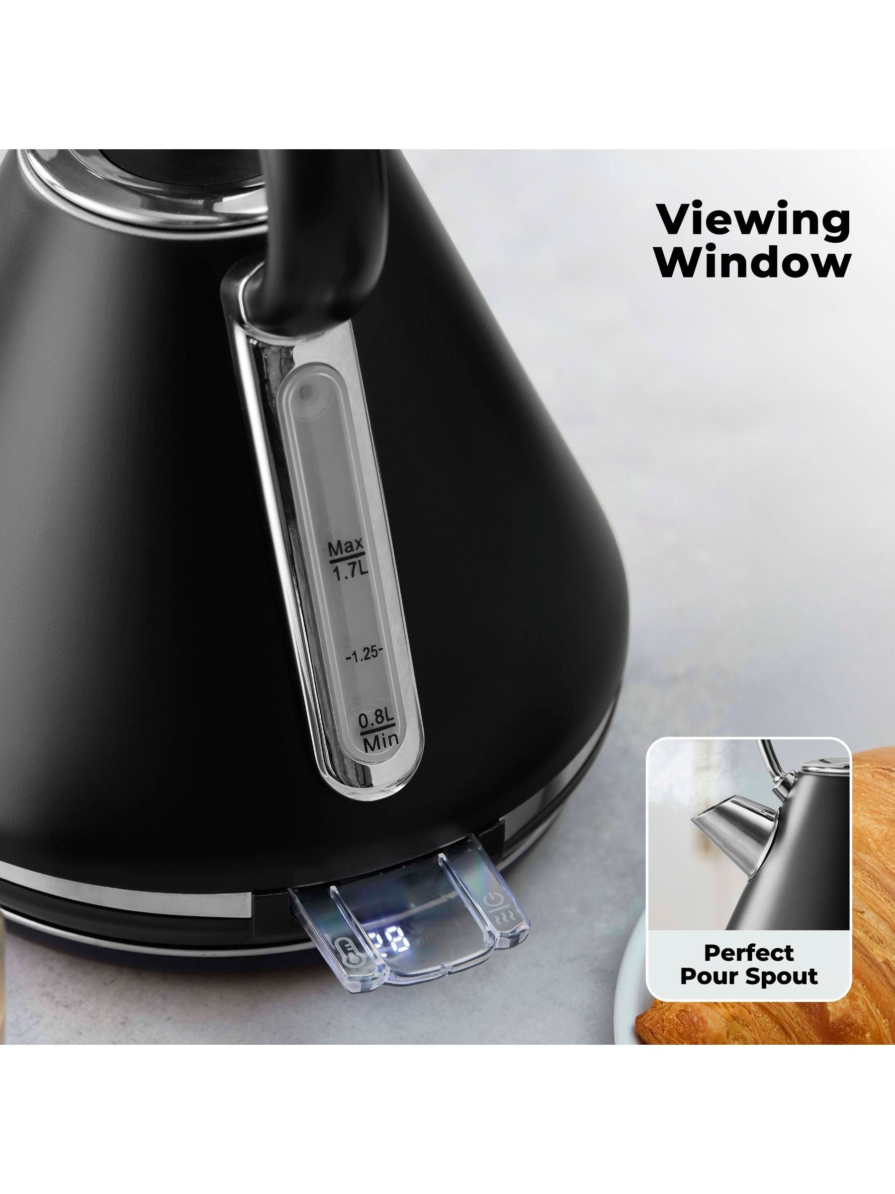 Tower black 1.7L Mirage kettle, imported from the UK