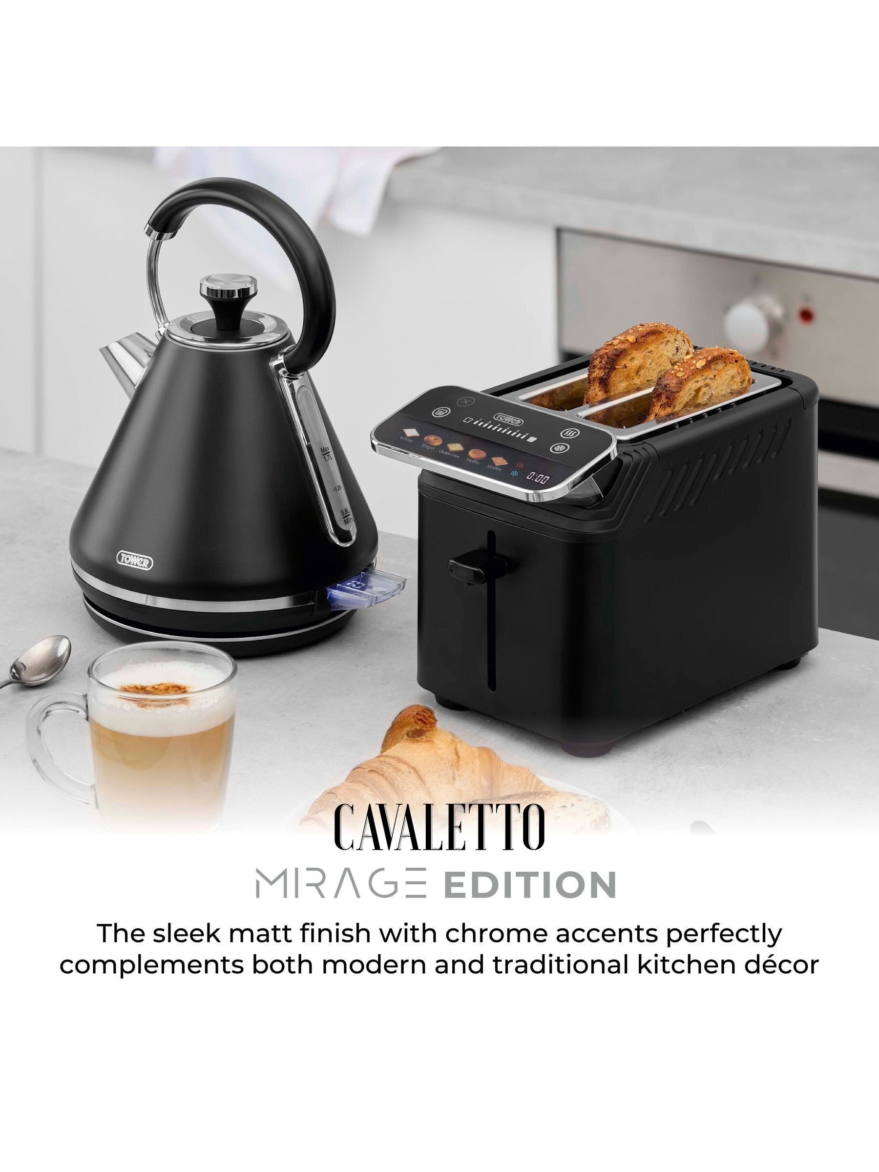 Tower black 1.7L Mirage kettle, imported from the UK