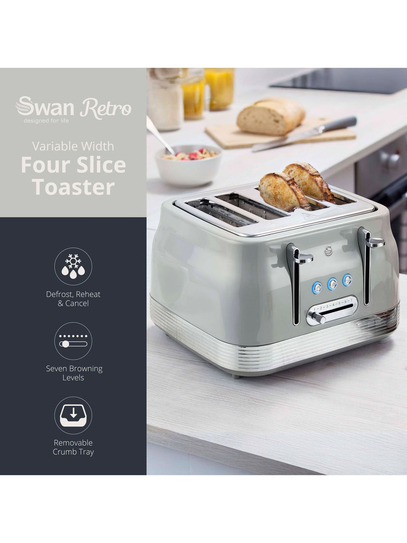 Swan Grey Retro 4 Slice Toaster (British brand)