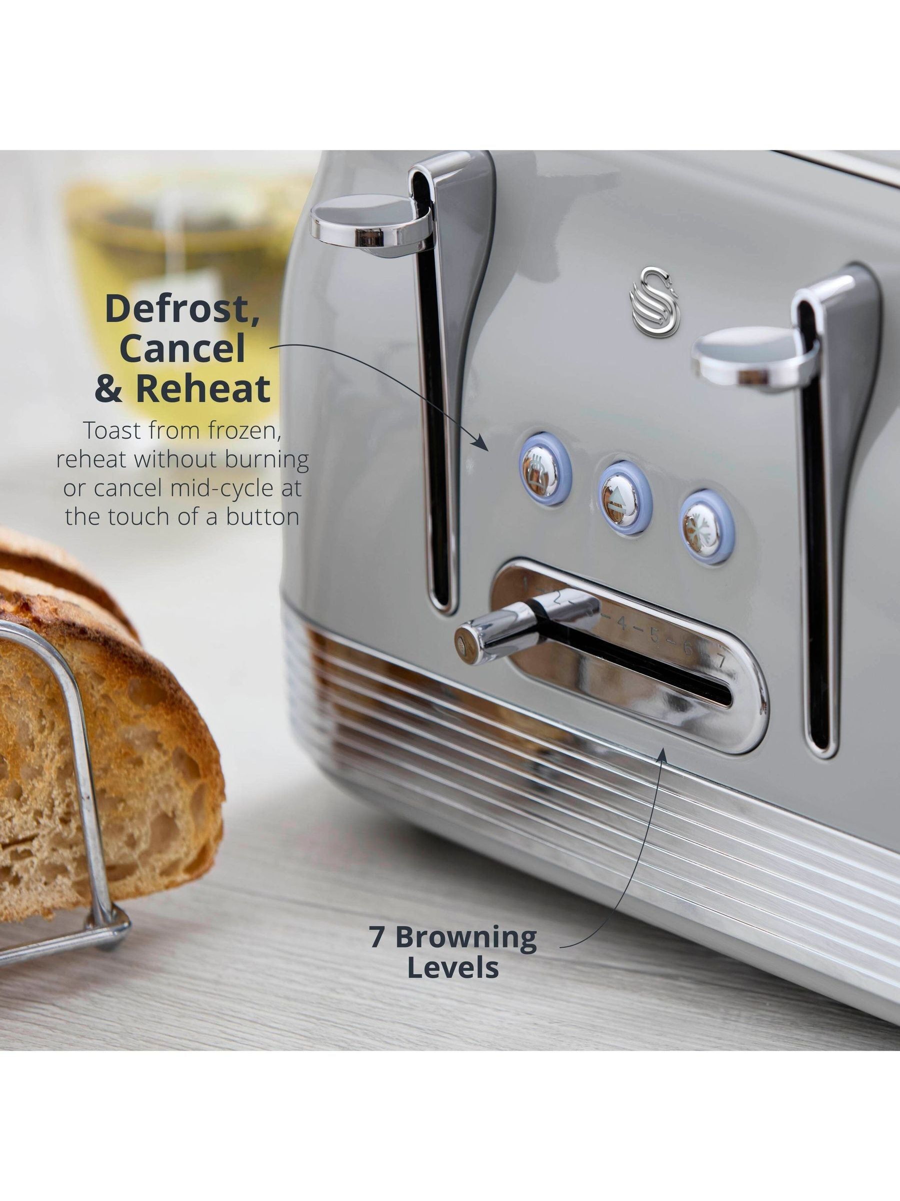 Swan Grey Retro 4 Slice Toaster (British brand)