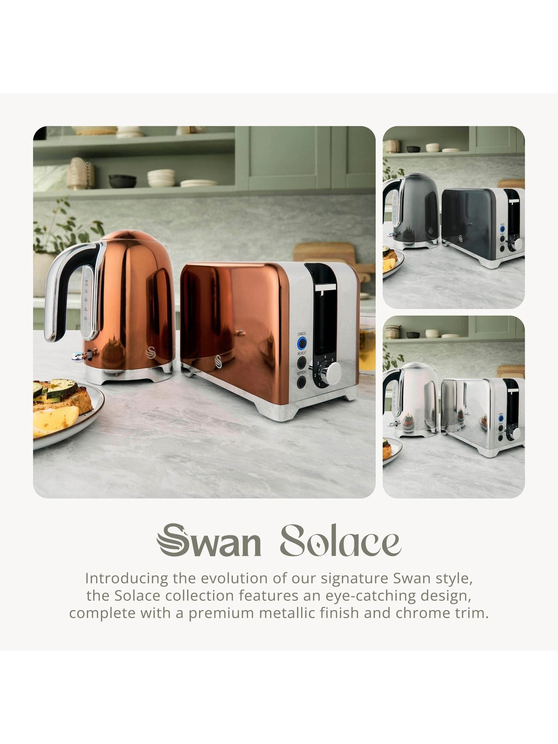 Swan Copper Solace toaster 2 slice, imported from the UK