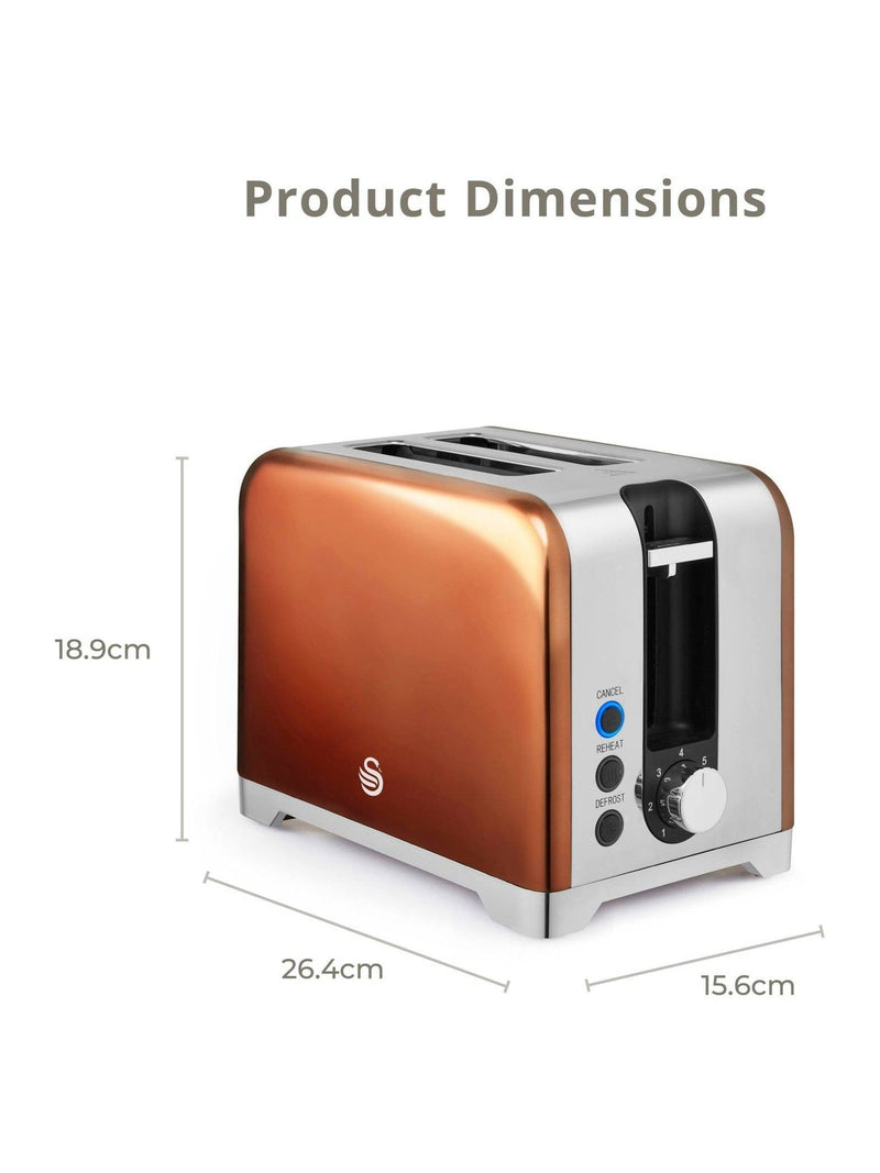 Swan Copper Solace toaster 2 slice, imported from the UK